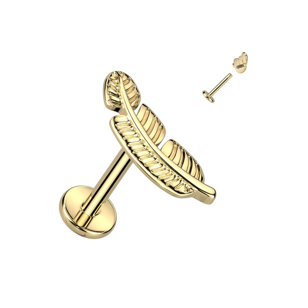Titanium Labret Feather Internally Threaded - Image 2
