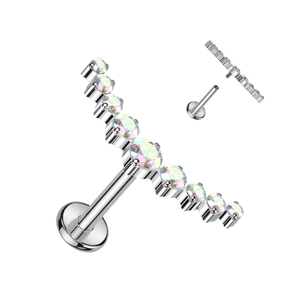 Titanium Labret 9 Zirconia Curved Internally Threaded - Image 2