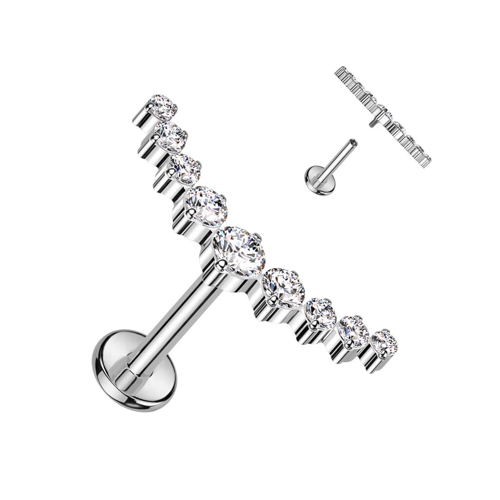 Titanium Labret 9 Zirconia Curved Internally Threaded - Image 3
