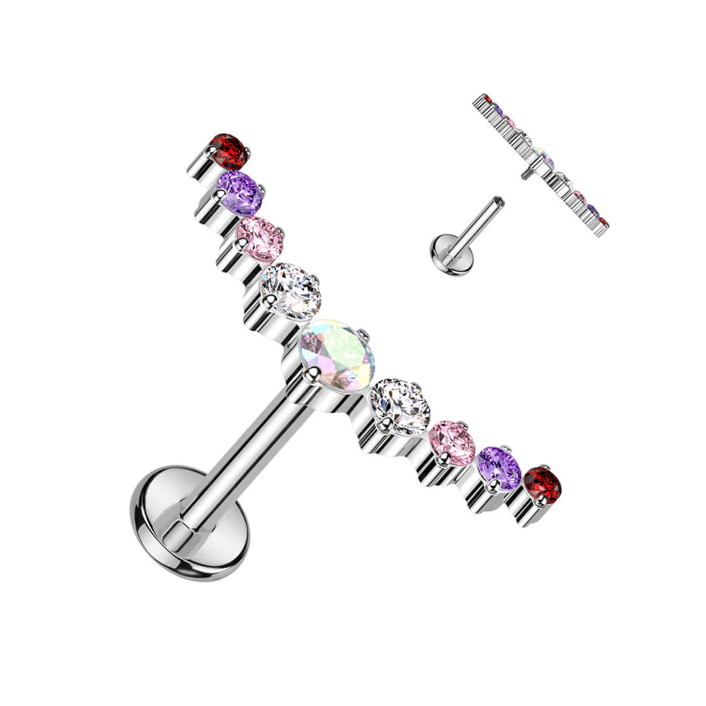 Titanium Labret 9 Zirconia Curved Internally Threaded - Image 5