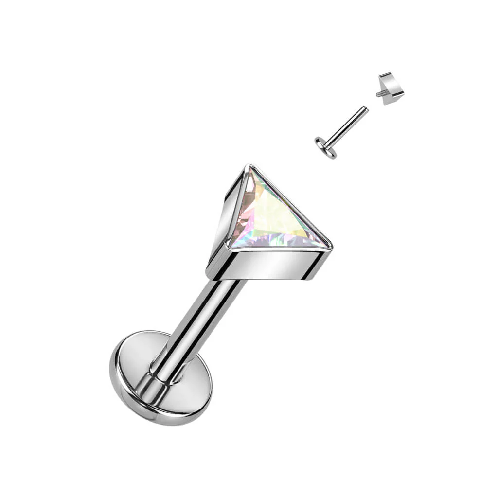 Titanium Labret Triangle Zirconia Internally Threaded - Image 2