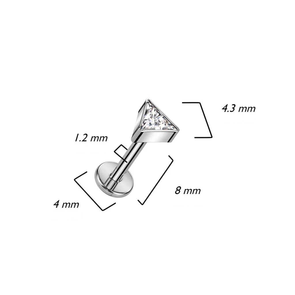 Titanium Labret Triangle Zirconia Internally Threaded - Image 3