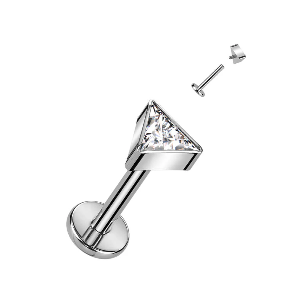Titanium Labret Triangle Zirconia Internally Threaded - Image 4