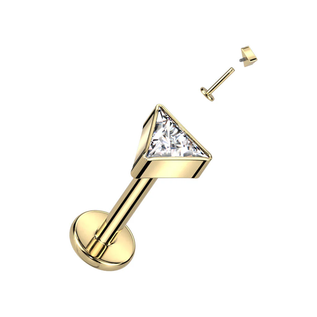 Titanium Labret Triangle Zirconia Internally Threaded - Image 5