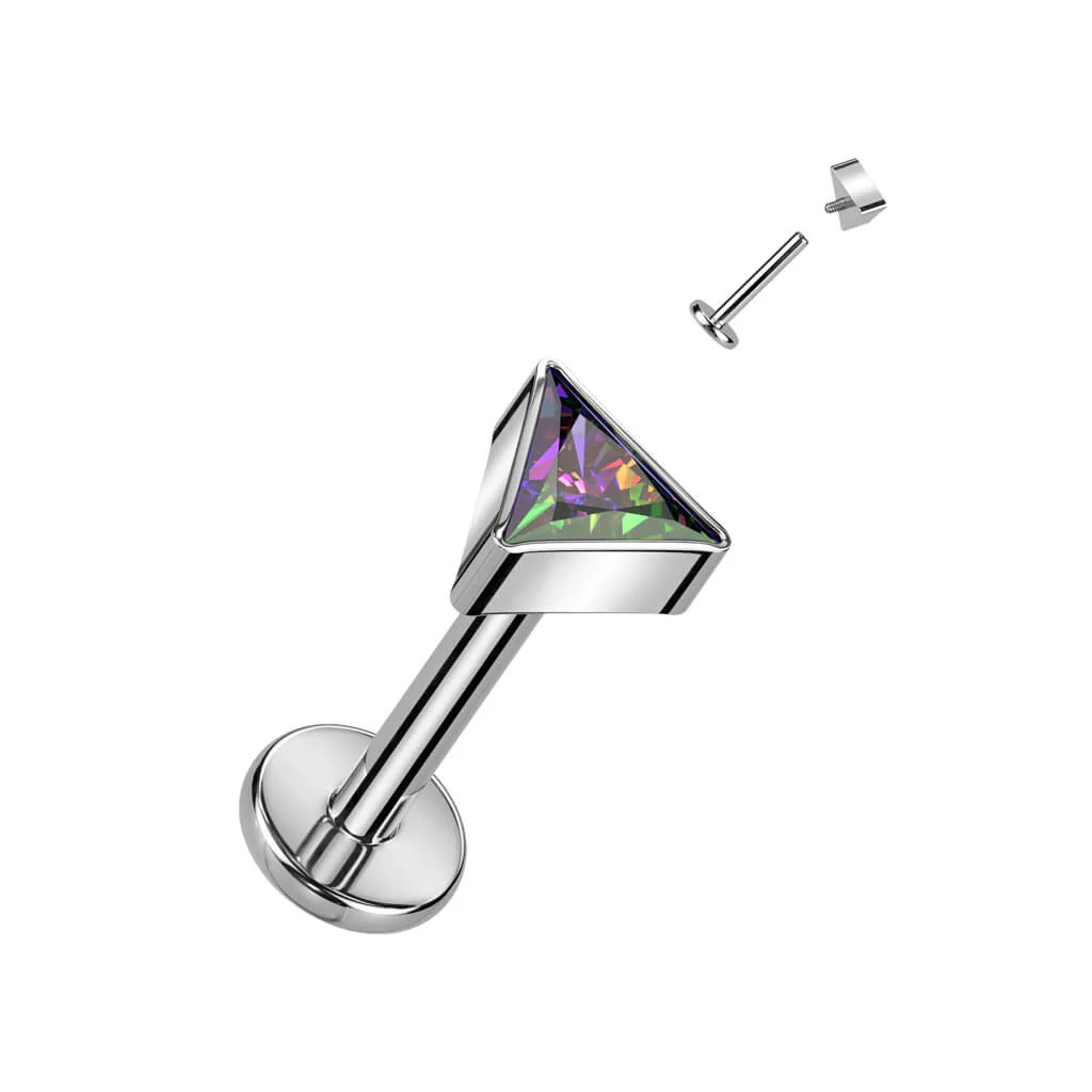 Titanium Labret Triangle Zirconia Internally Threaded - Image 6