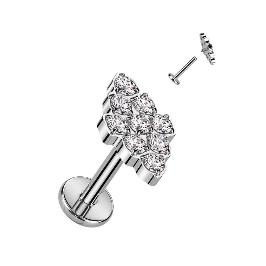 Titanium Labret Diamond shape Zirconia Internally Threaded - Image 4