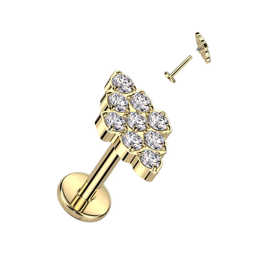 Titanium Labret Diamond shape Zirconia Internally Threaded - Image 5