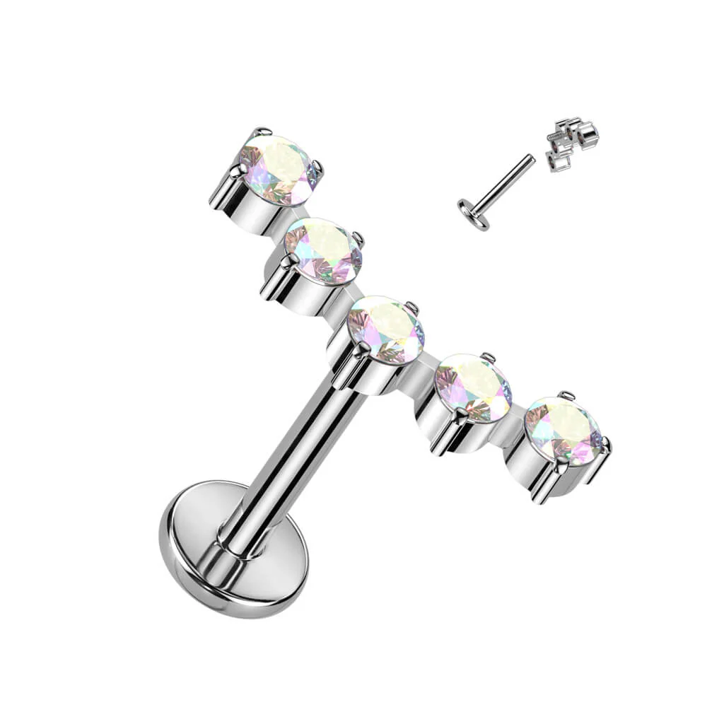 Titanium Labret Semicircle Zirconia Internally Threaded - Image 2
