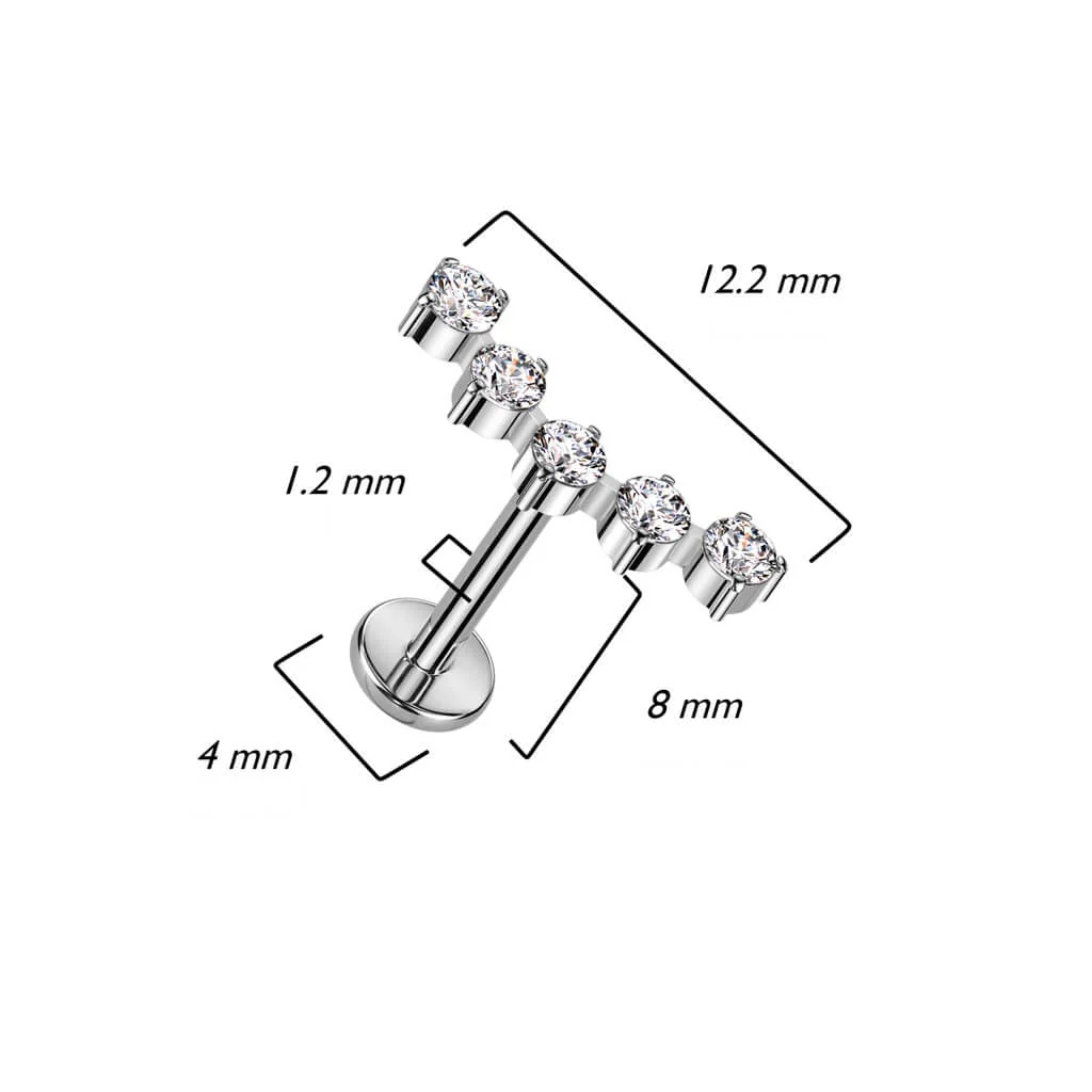 Titanium Labret Semicircle Zirconia Internally Threaded - Image 3
