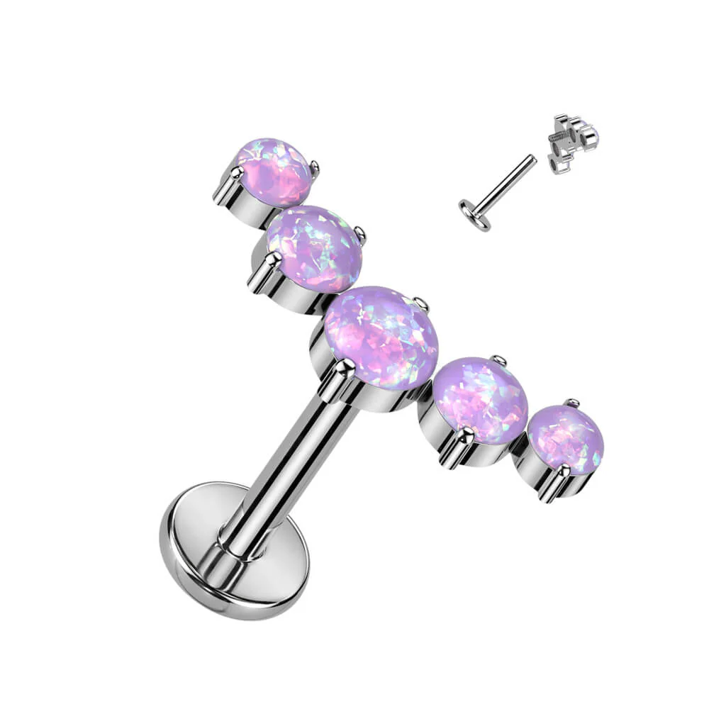 Titanium Labret Semicircle Opal Internally Threaded - Image 6