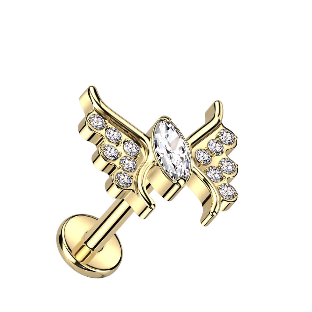 Titanium Labret Butterfly Zirconia Internally Threaded - Image 2