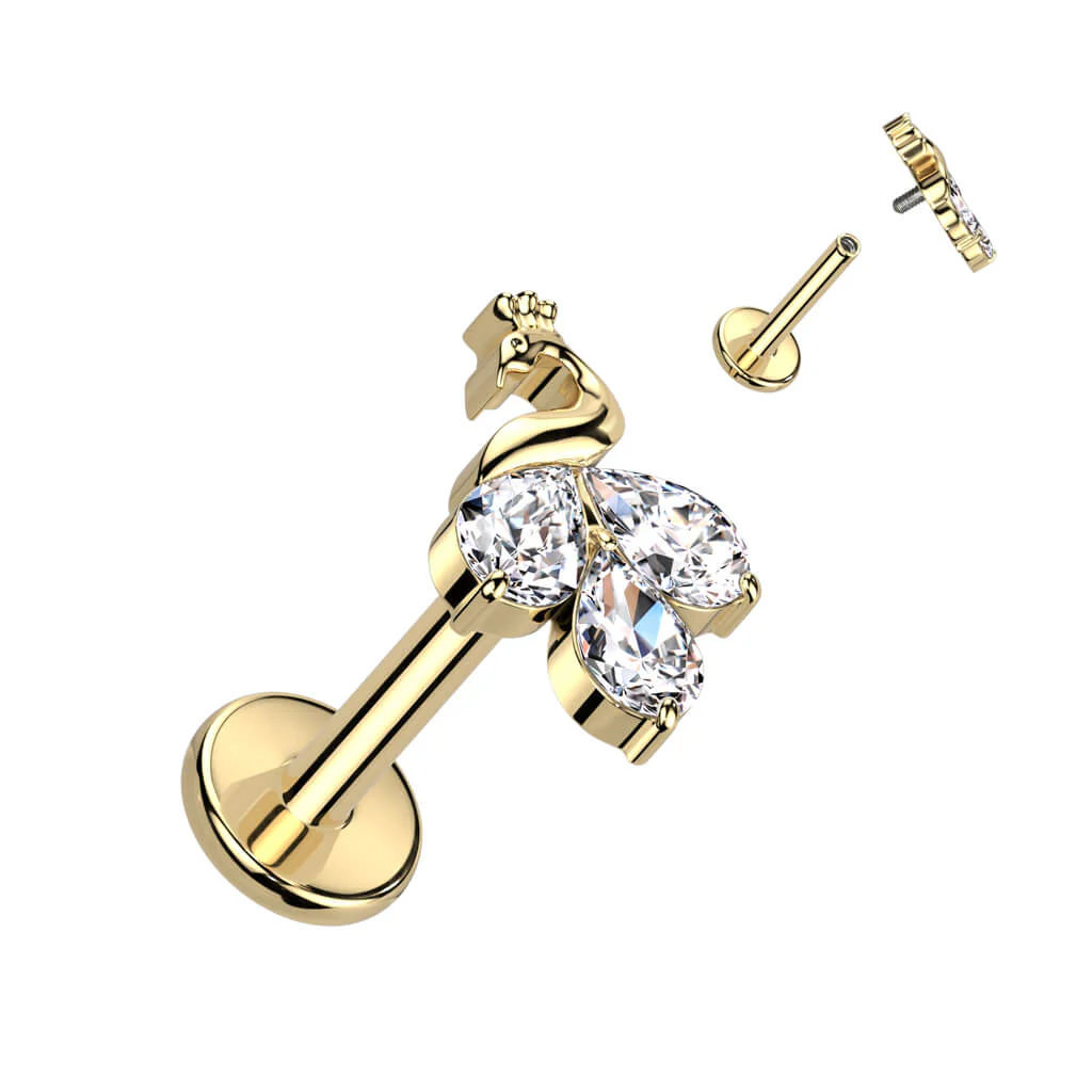 Titanium Labret Peacock Zirconia Internally Threaded - Image 2