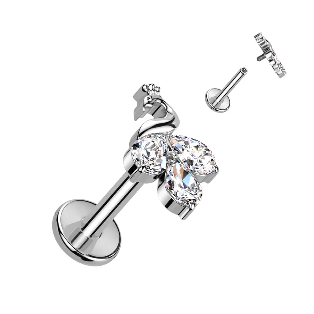 Titanium Labret Peacock Zirconia Internally Threaded - Image 3