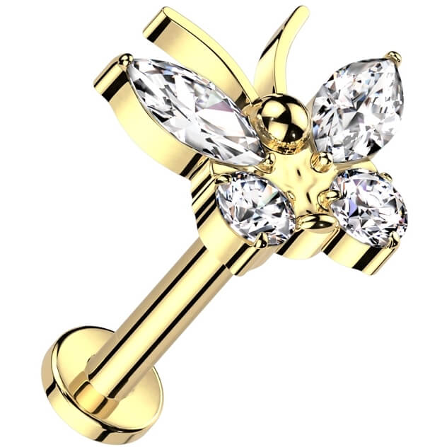Titanium Labret butterfly zirconia Internally Threaded - Image 4
