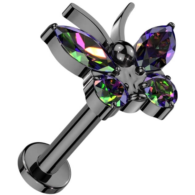 Titanium Labret butterfly zirconia Internally Threaded - Image 5