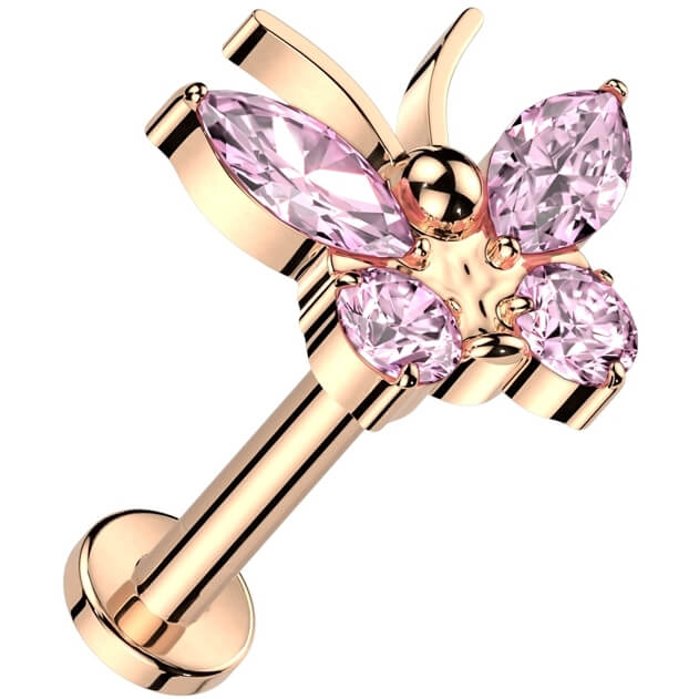 Titanium Labret butterfly zirconia Internally Threaded - Image 6
