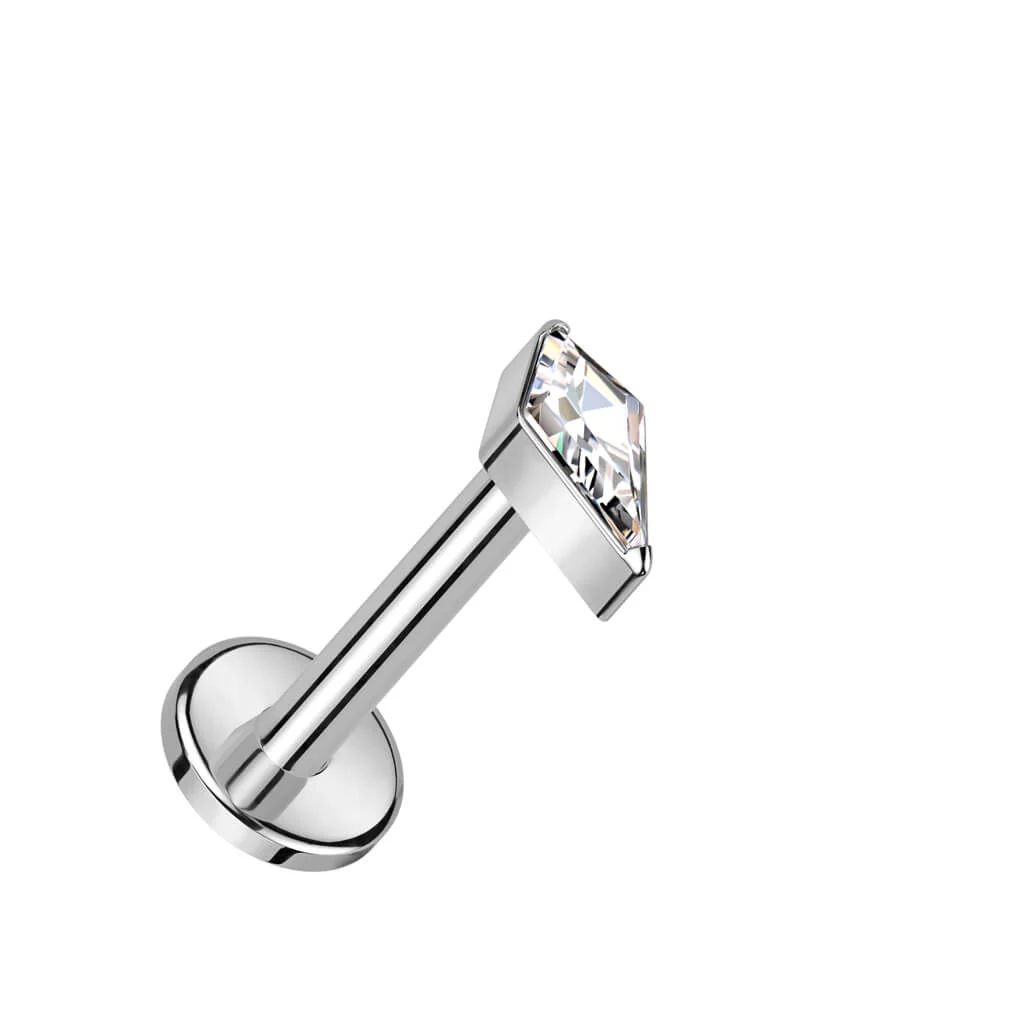 Titanium Labret Diamond Shaped Zirconia Internally Threaded - Image 3