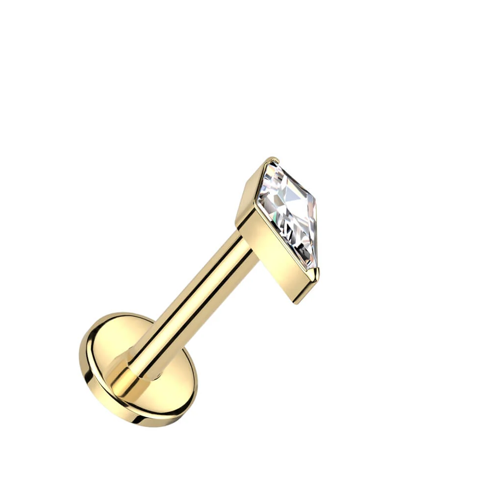 Titanium Labret Diamond Shaped Zirconia Internally Threaded - Image 4