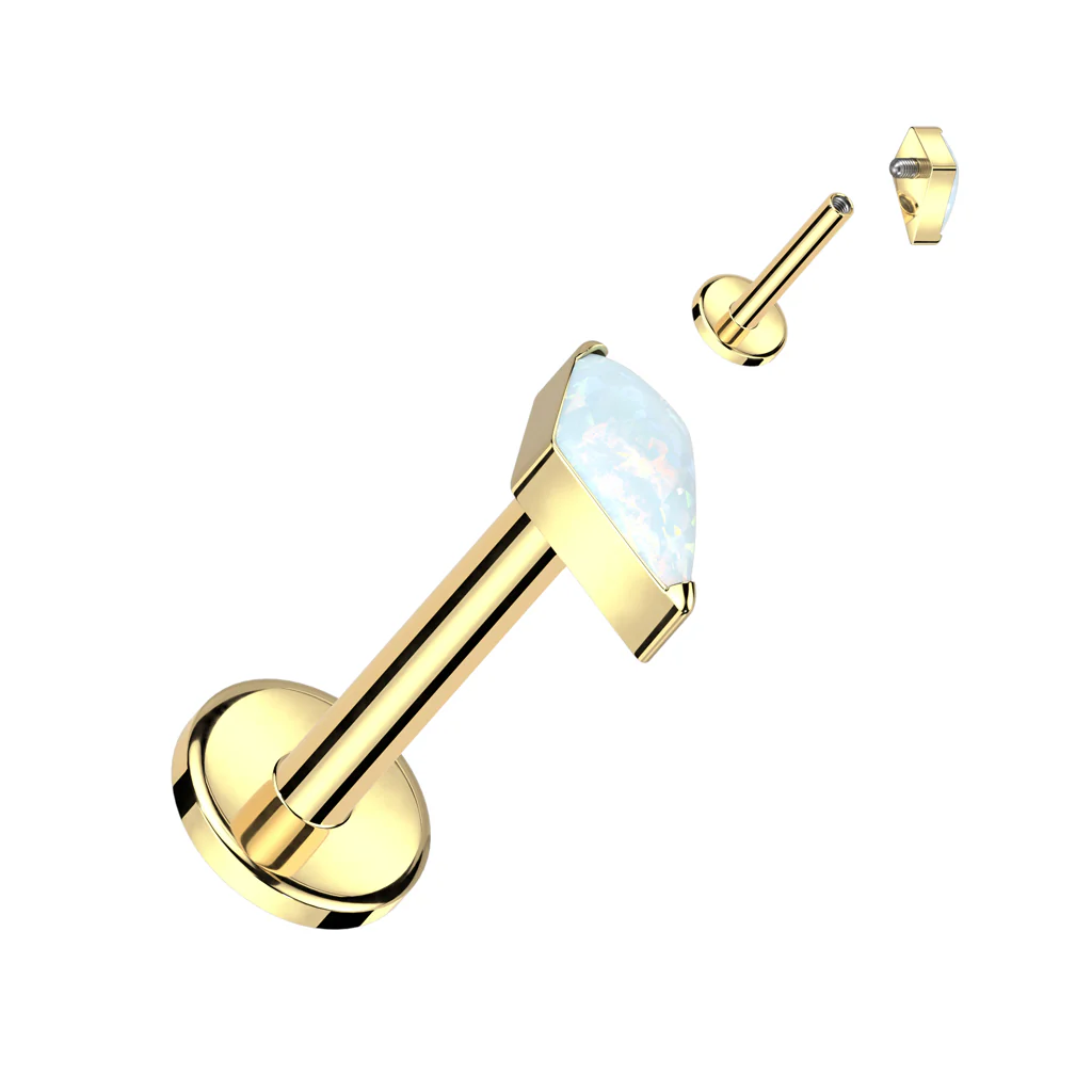 Titanium Labret Diamond Shaped Zirconia Internally Threaded - Image 6