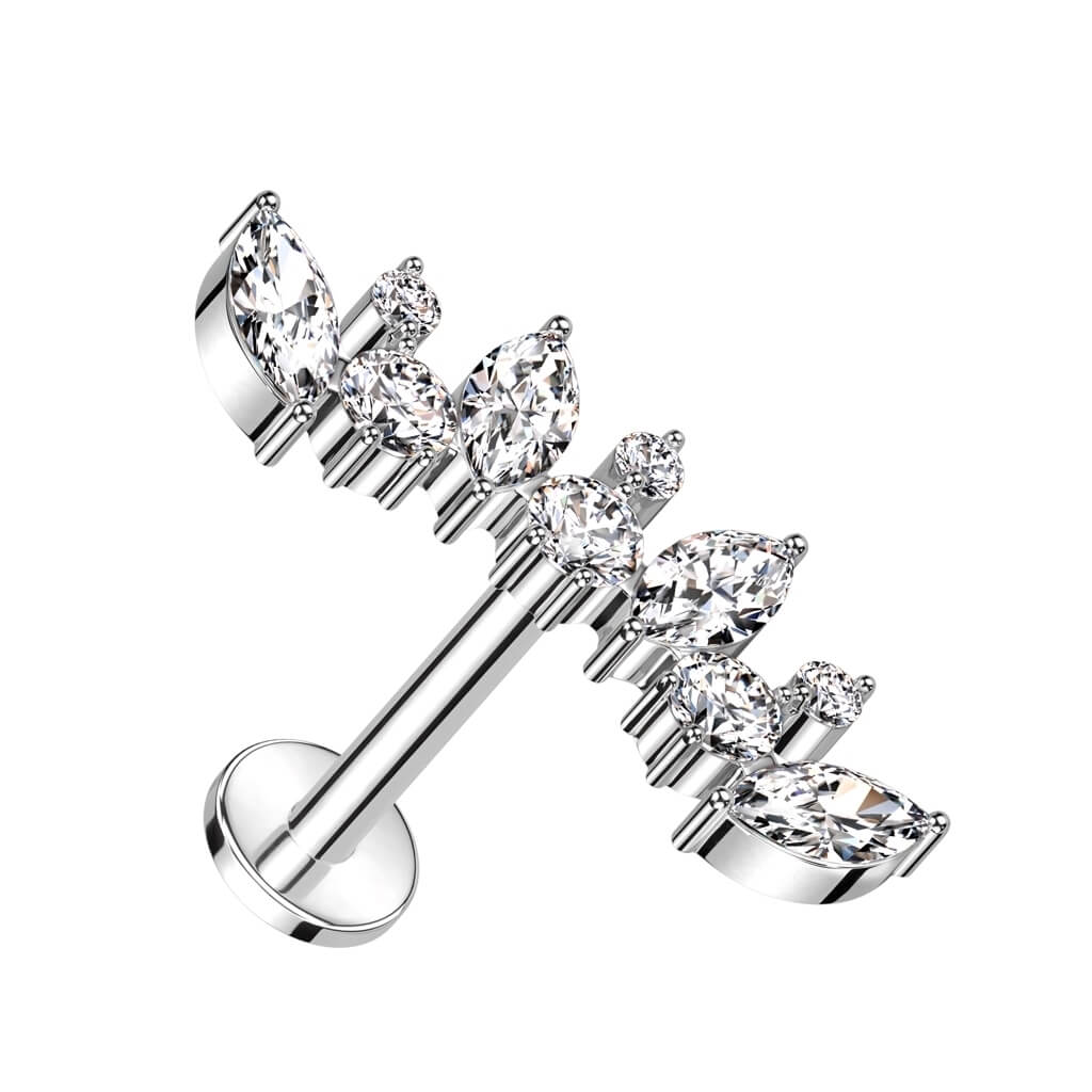 Titanium Labret Marquise Cut Zirconia Internally Threaded - Image 2