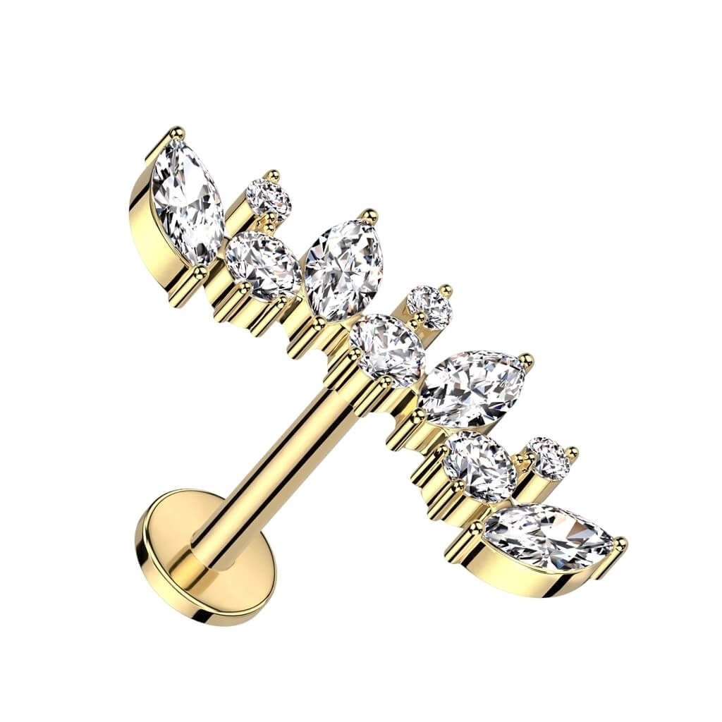 Titanium Labret Marquise Cut Zirconia Internally Threaded - Image 3