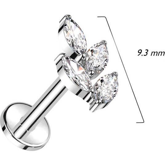 Titanium Labret Vine Zirconia Internally Threaded - Image 2