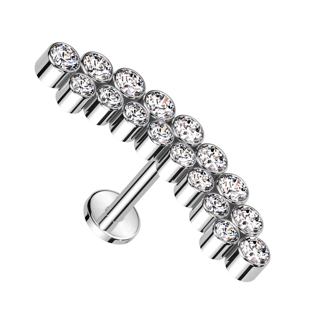 Titanium Labret Curved Double Line Zirconia Internally Threaded - Image 2