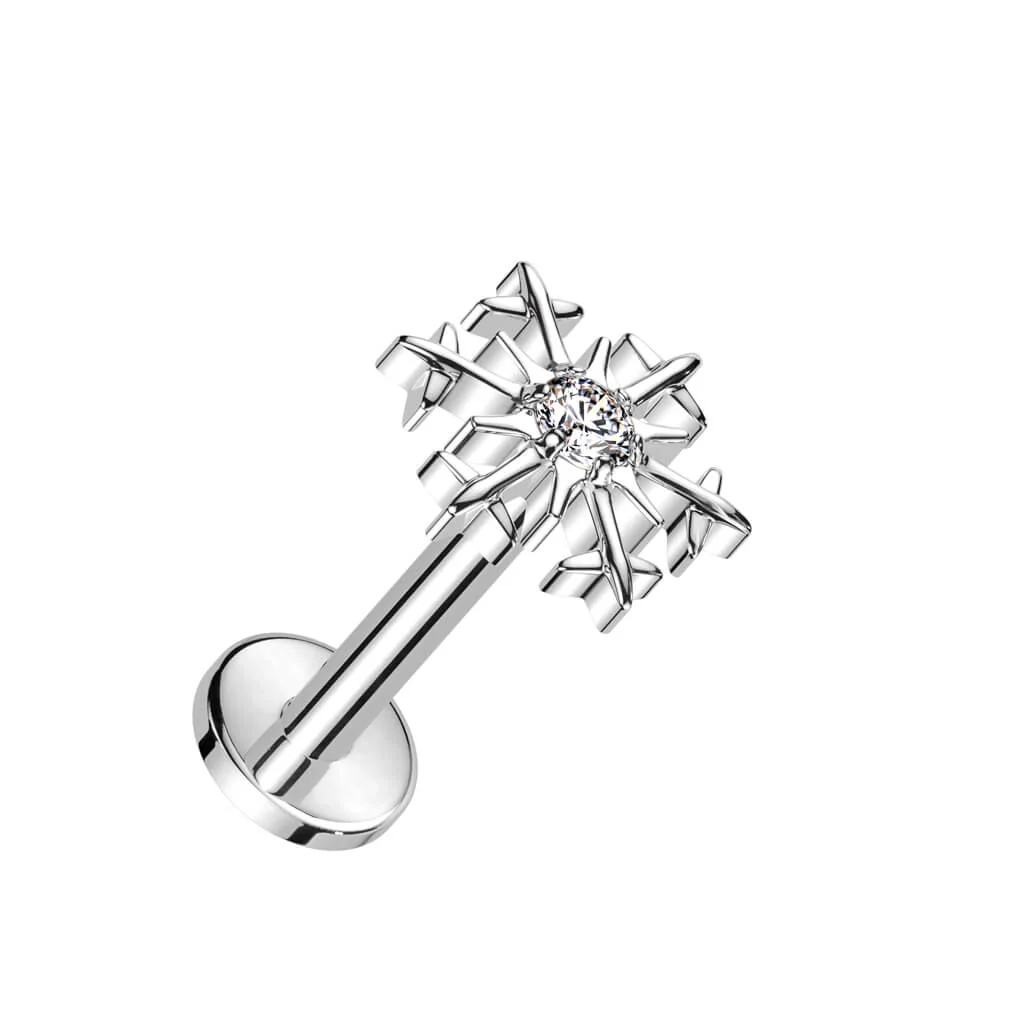 Titanium Labret Snowflake Zirconia Internally Threaded - Image 2