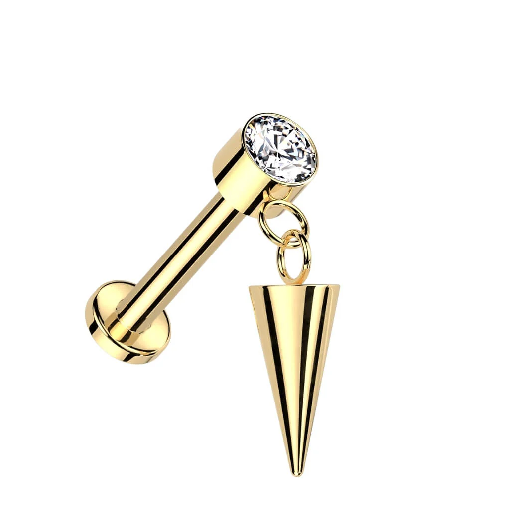 Titanium Labret Spike Zirconia Internally Threaded - Image 2