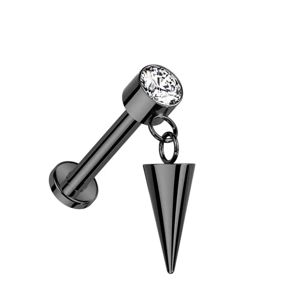 Titanium Labret Spike Zirconia Internally Threaded - Image 3
