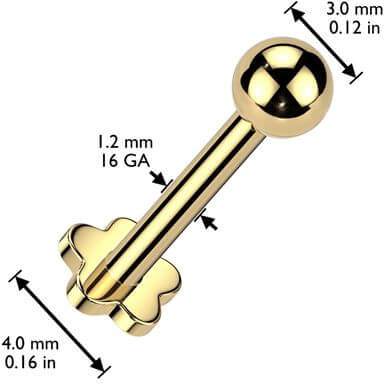 Titanium Labret ball flower base Internally Threaded - Image 2
