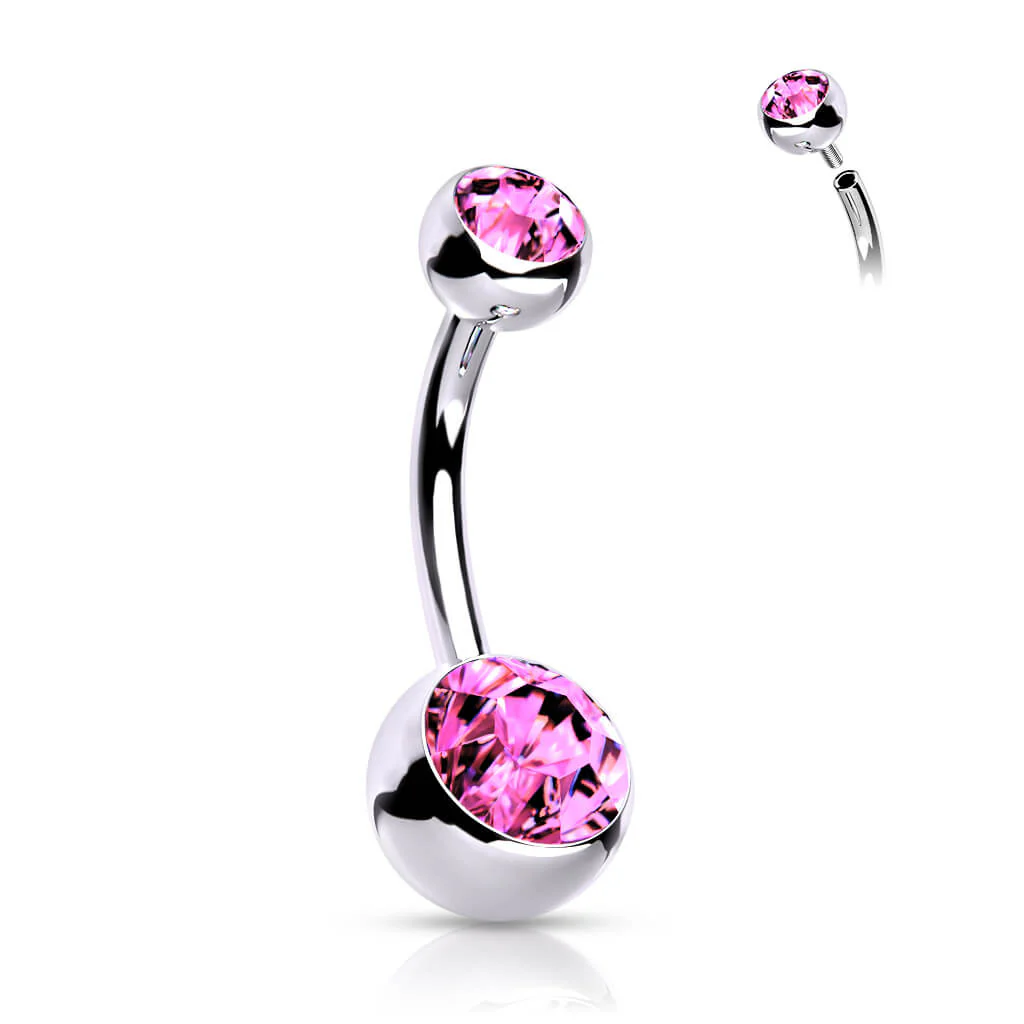 Titanium Belly Button Piercing Ball Zirconia Internally Threaded - Image 11