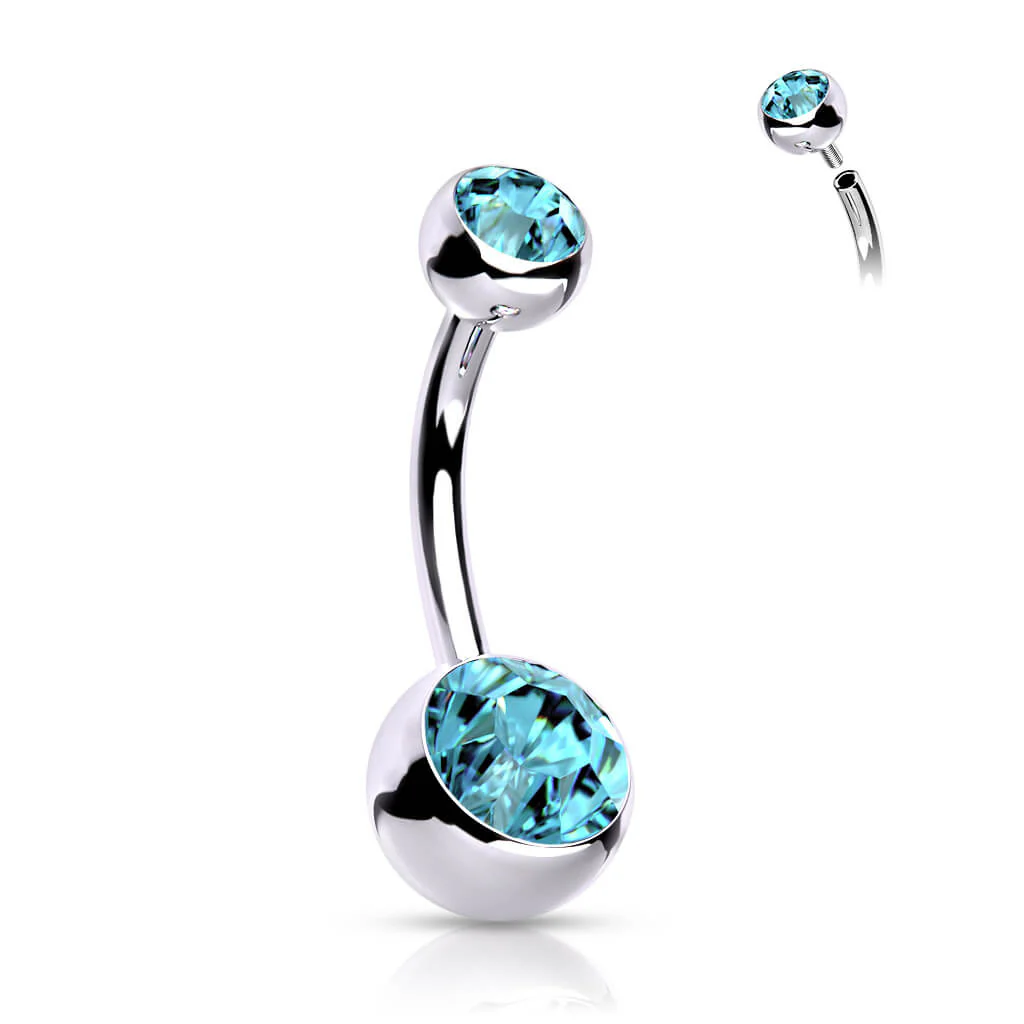 Titanium Belly Button Piercing Ball Zirconia Internally Threaded - Image 12