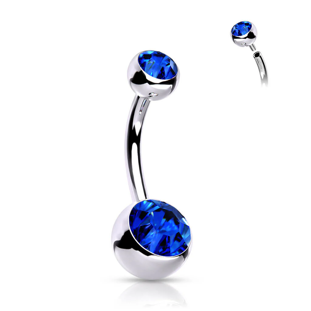 Titanium Belly Button Piercing Ball Zirconia Internally Threaded - Image 13