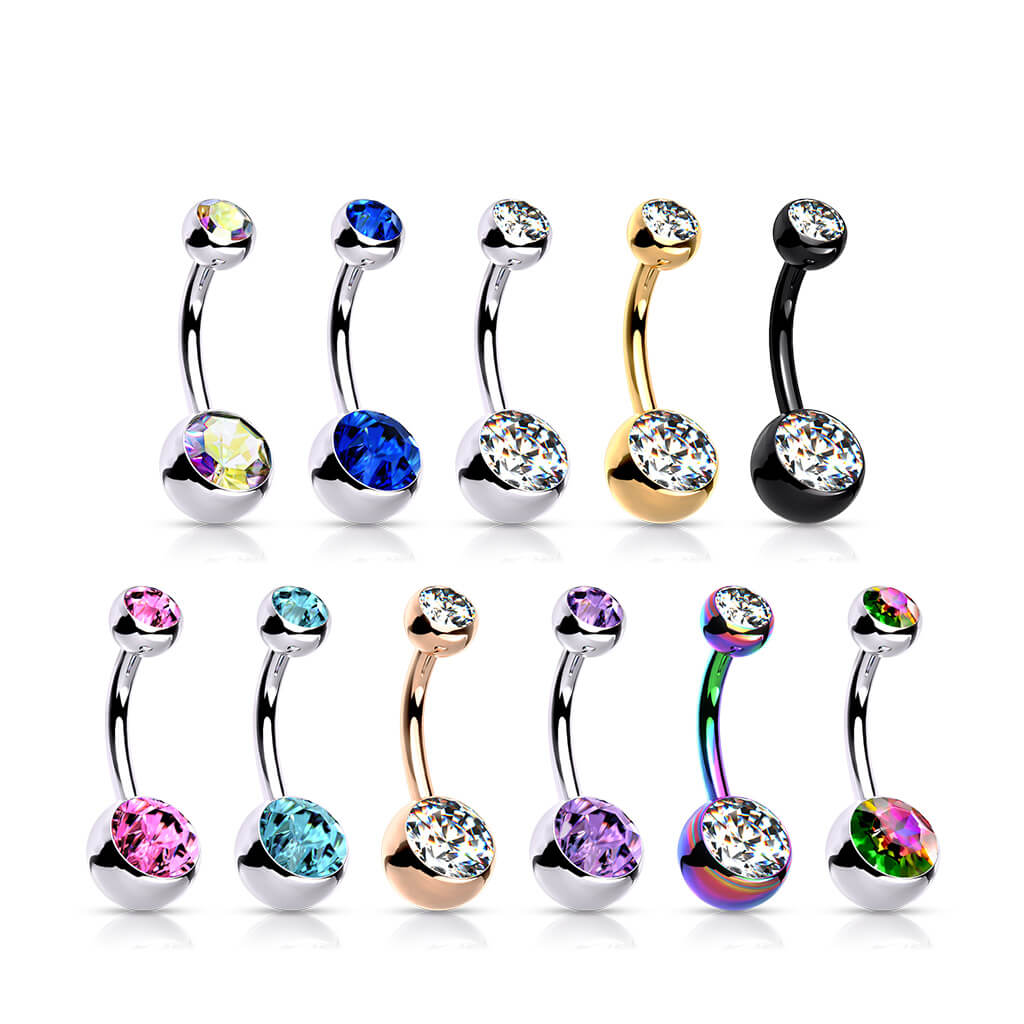 Titanium Belly Button Piercing Ball Zirconia Internally Threaded - Image 3
