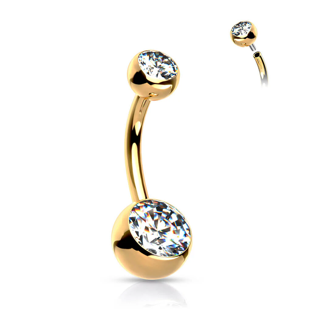 Titanium Belly Button Piercing Ball Zirconia Internally Threaded - Image 4