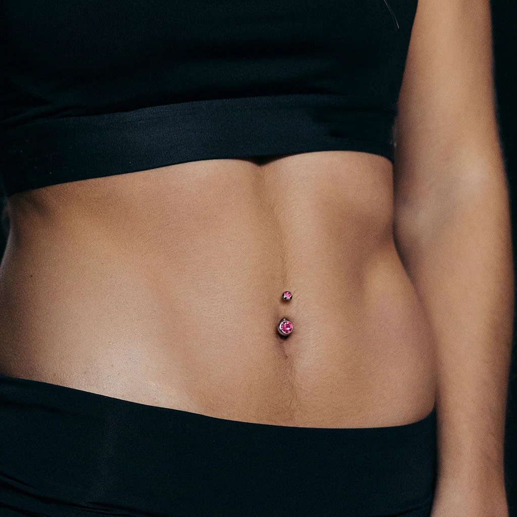 Titanium Belly Button Piercing Ball Zirconia Internally Threaded - Image 5