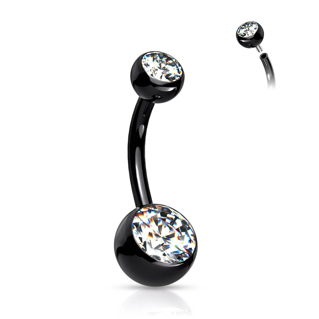 Titanium Belly Button Piercing Ball Zirconia Internally Threaded - Image 6