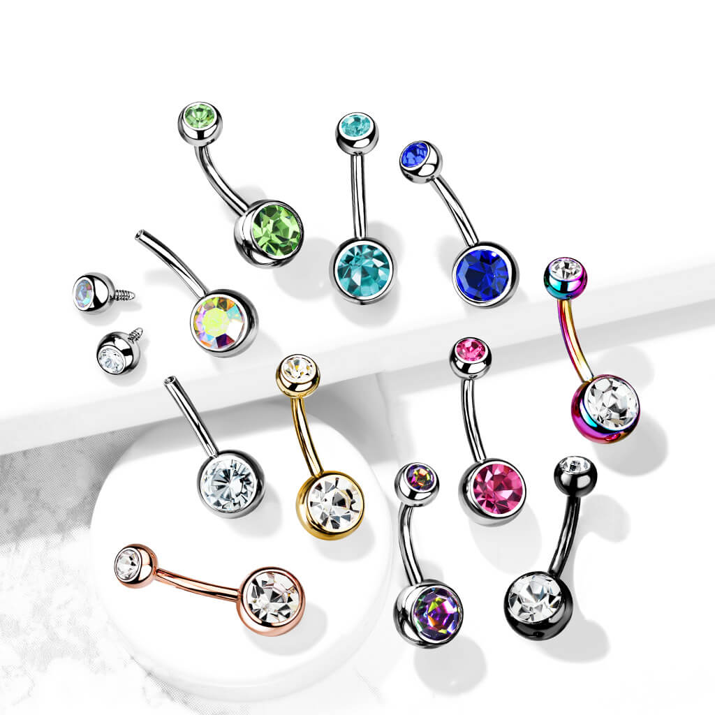 Titanium Belly Button Piercing Ball Zirconia Internally Threaded - Image 7