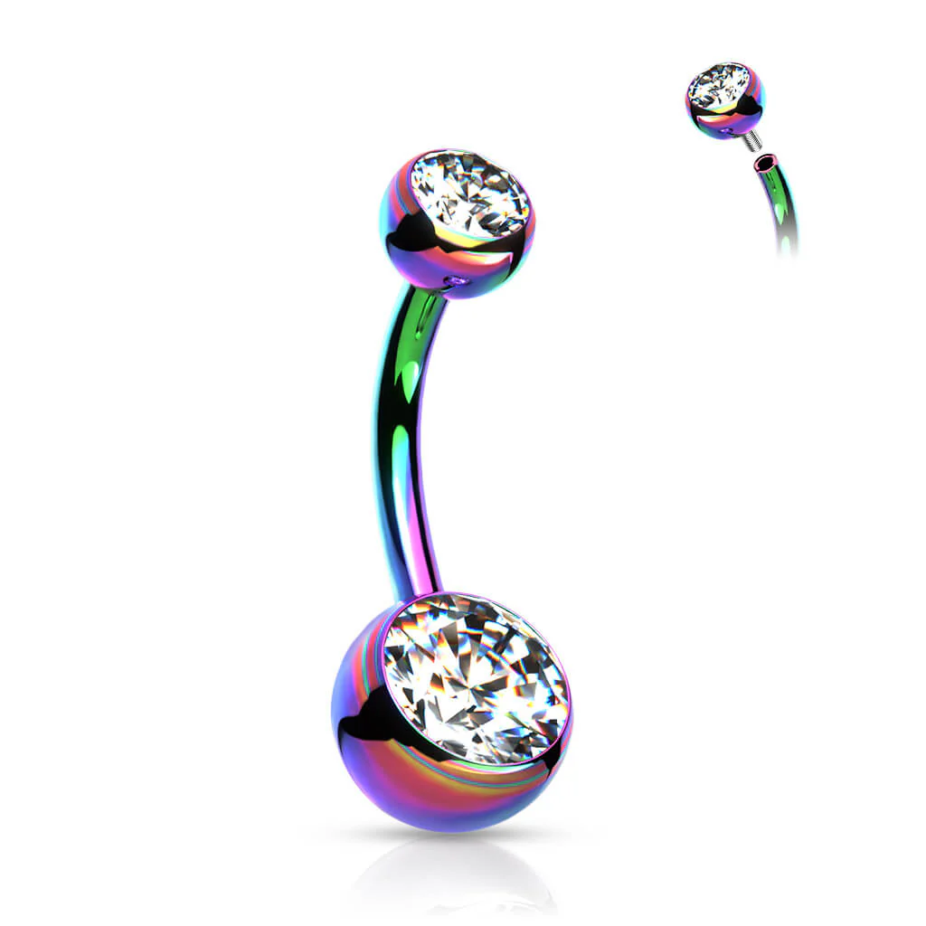 Titanium Belly Button Piercing Ball Zirconia Internally Threaded - Image 9