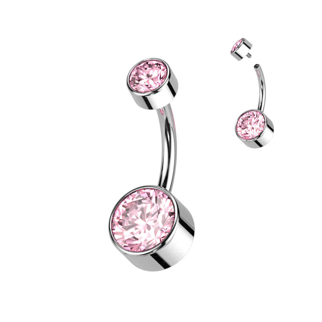 Titanium Belly Button Piercing Zirconia Round Internally Threaded - Image 10