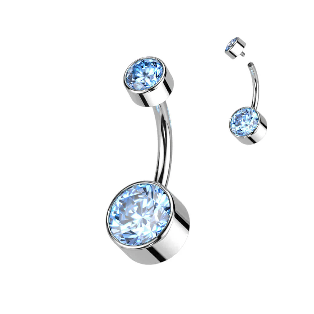 Titanium Belly Button Piercing Zirconia Round Internally Threaded - Image 11