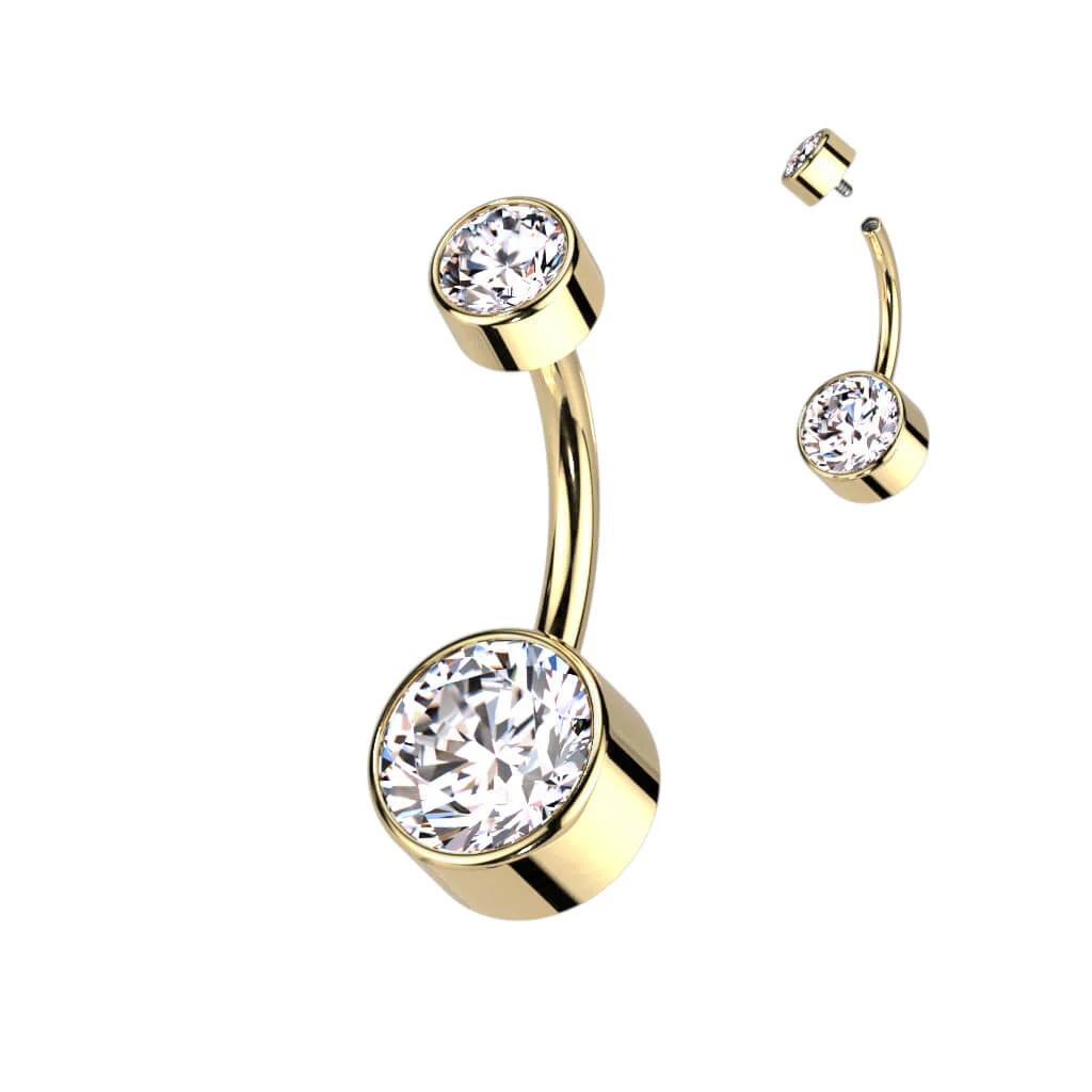 Titanium Belly Button Piercing Zirconia Round Internally Threaded - Image 6