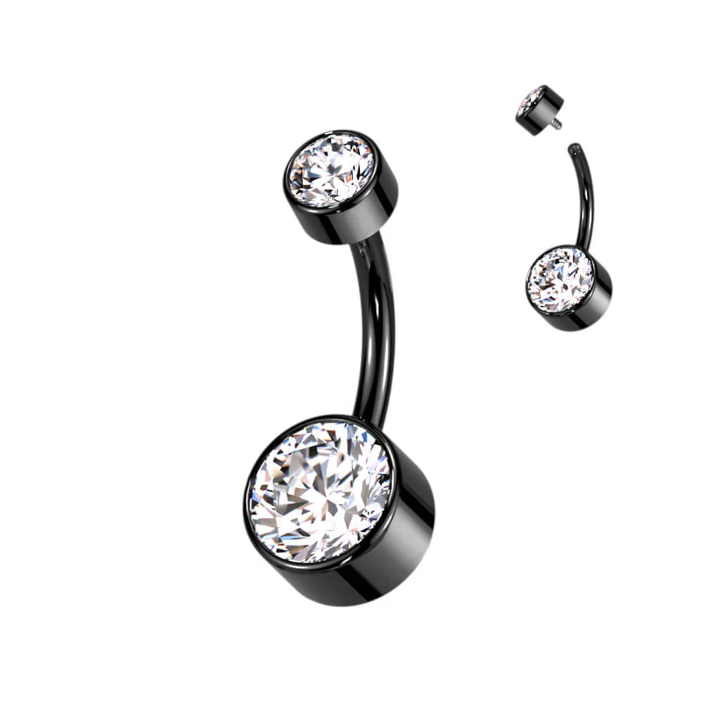 Titanium Belly Button Piercing Zirconia Round Internally Threaded - Image 8