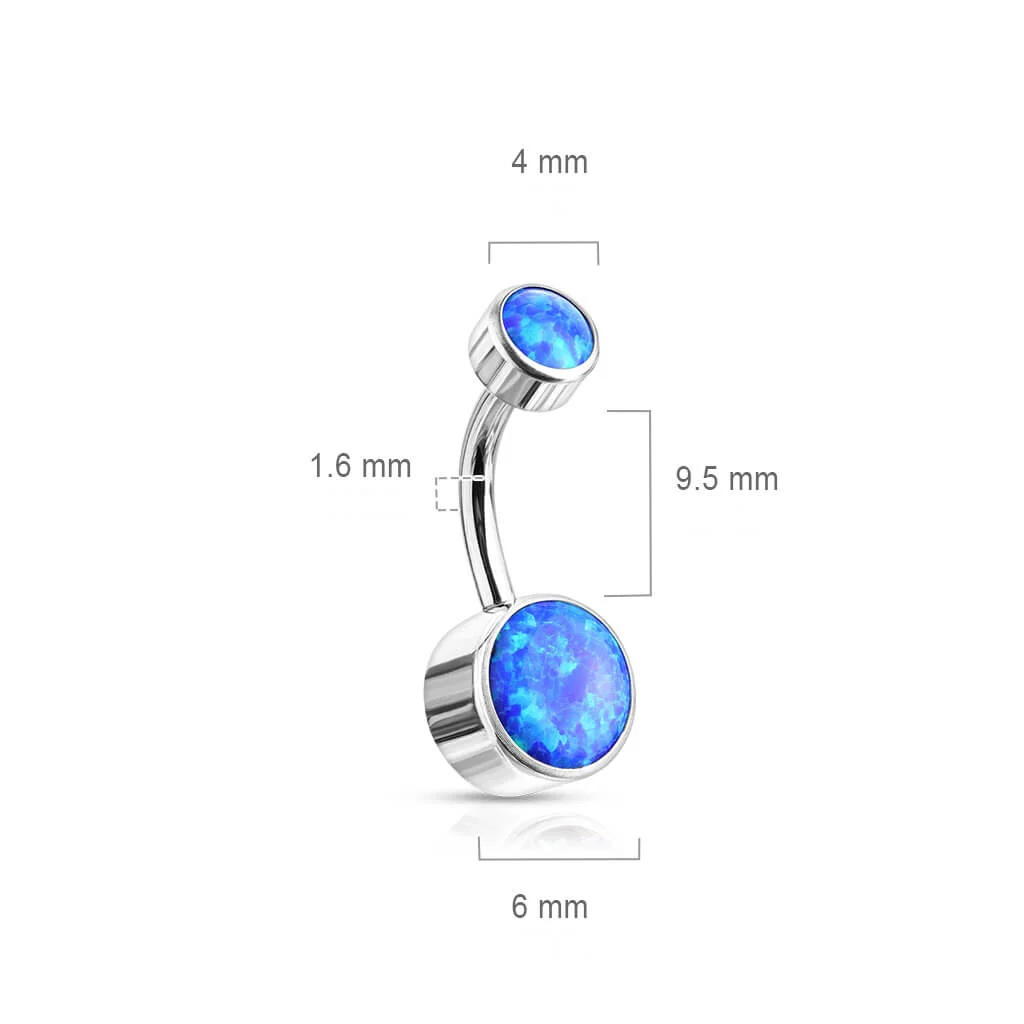 Titanium Belly Button Piercing Opal Round Silver Internally Threaded - Image 3