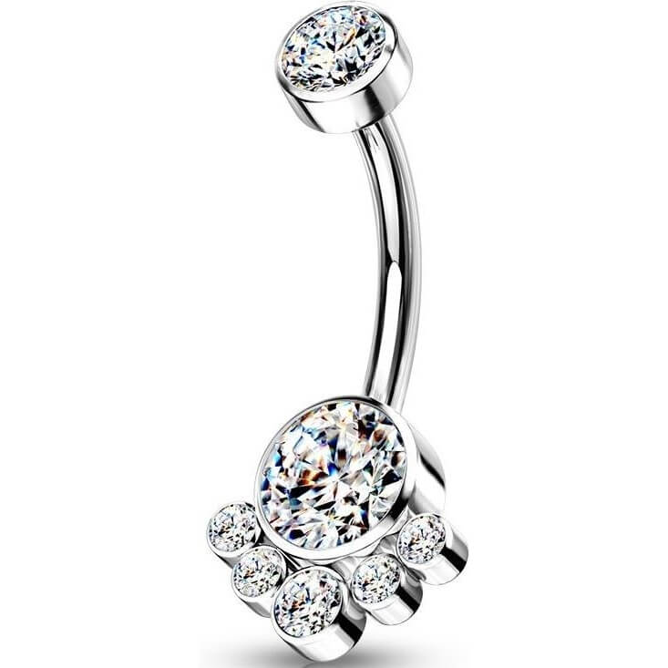 Titanium Belly Button Piercing Zirconia Silver Internally Threaded