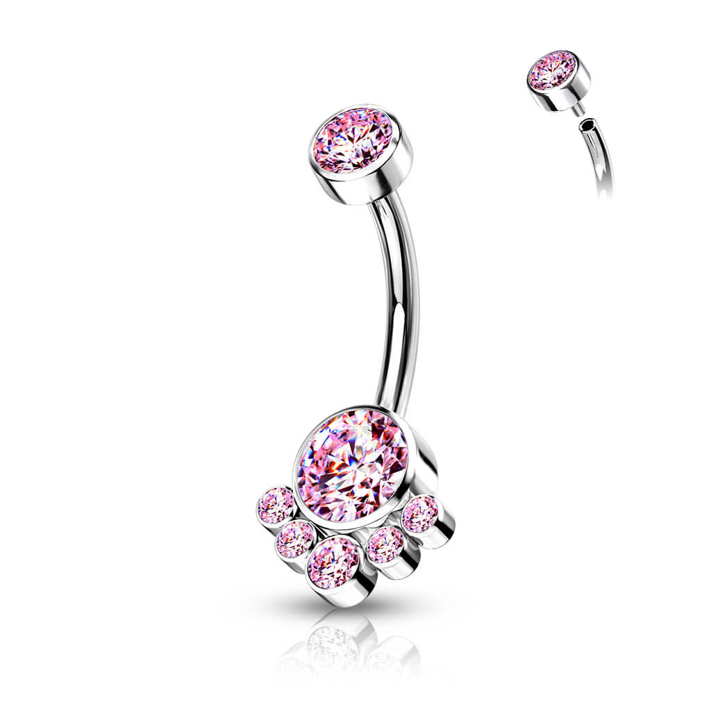 Titanium Belly Button Piercing Zirconia Silver Internally Threaded - Image 6