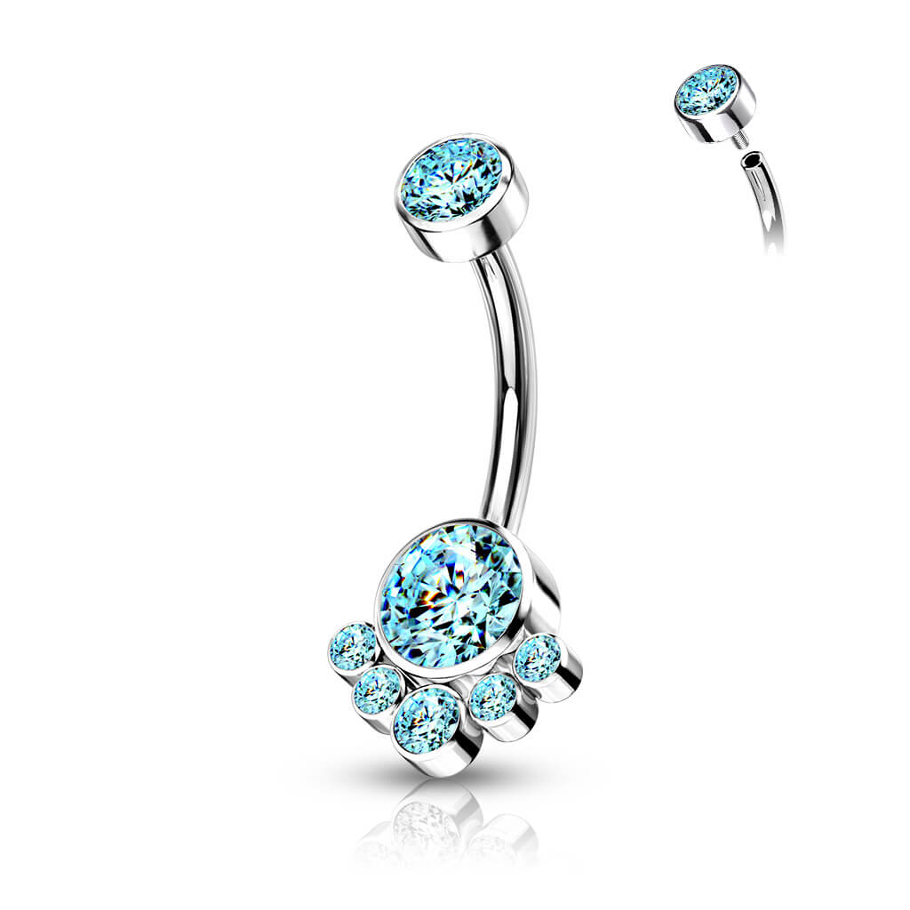 Titanium Belly Button Piercing Zirconia Silver Internally Threaded - Image 8