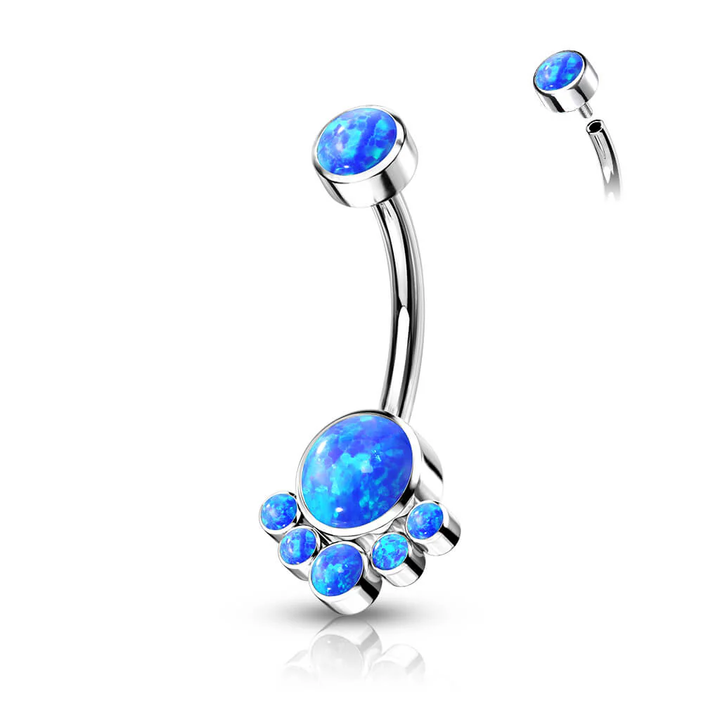 Titanium Belly Button Piercing Opal Silver Internally Threaded - Image 2