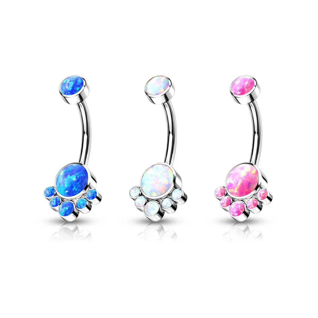 Titanium Belly Button Piercing Opal Silver Internally Threaded - Image 5